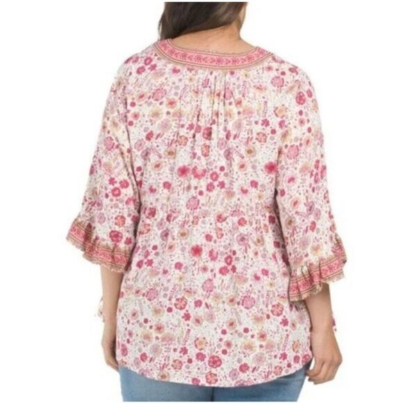 Cynthia Rowley Woman Pink Floral Gypsy V-Neck Tunic 2X - Picture 2 of 9
